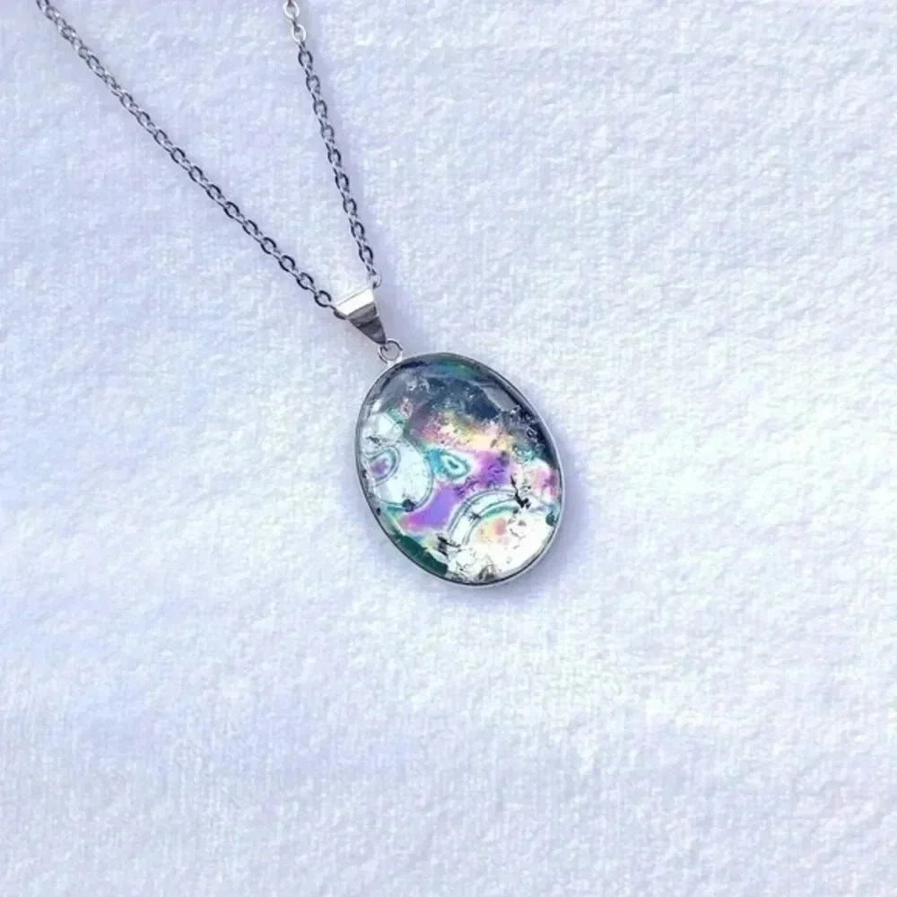 Iridescent Multicolor Stainless Steel Necklace NWT